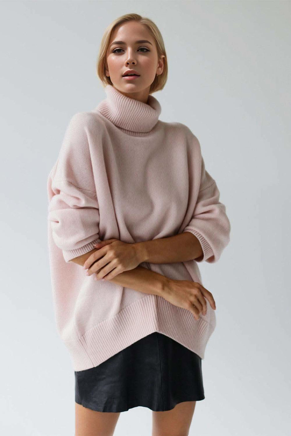 Basic Bae Turtleneck Dropped Shoulder Long Sleeve Sweater - SwagglyLife Home & Fashion